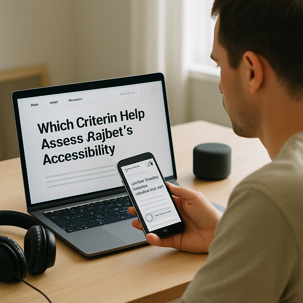 A person checks a generic website’s navigation and readability on a laptop and smartphone,